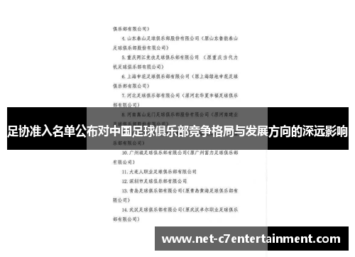 足协准入名单公布对中国足球俱乐部竞争格局与发展方向的深远影响 足协准入名单公布对中国足球俱乐部竞争格局与发展方向的深远影响